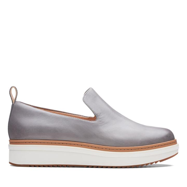 Clarks Teadale Genna - Grey Leather - Womens 10