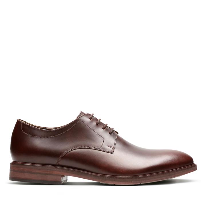 Clarks Mckewen Plain - Mahogany Leather - Mens 7