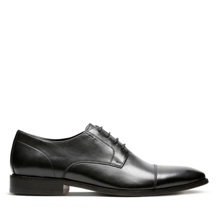 Clarks Bostonian Nantasket Cap - Black Leather - Mens 8.5