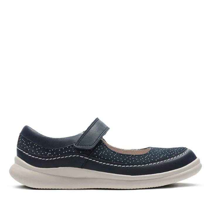 Clarks Cloud Fiesta - Navy Leather - Childrens 8