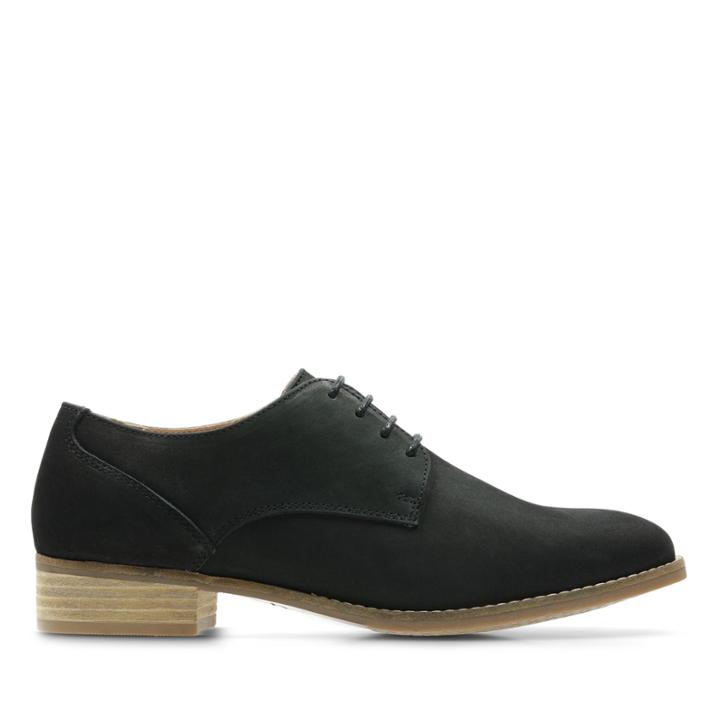 Clarks Netley Bloom - Black Nubuck - Womens 9