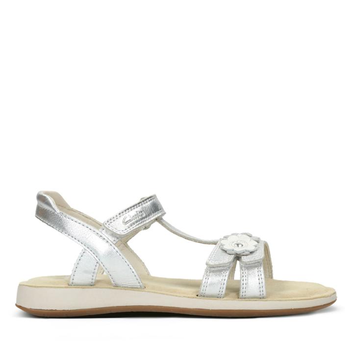 Clarks Sea Sally Jnr - Silver Leather - Childrens 2.5