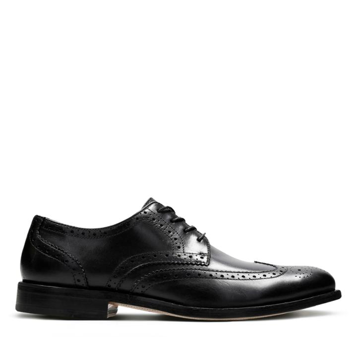 Clarks James Wing - Black Leather - Mens 10