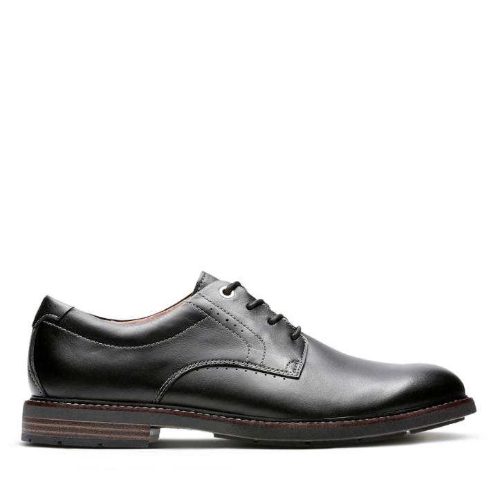 Clarks Unelott Plain - Black Leather - Mens 13