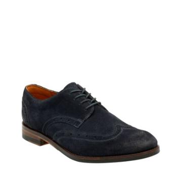 Clarks Exton Brogue In Blue Suede