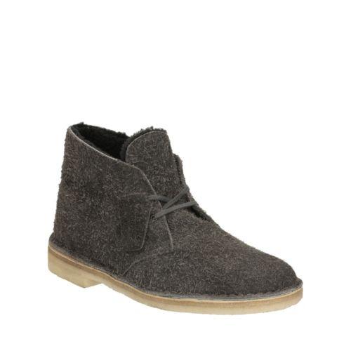 Clarks Desert Boot In Grey Warm Lined Suede