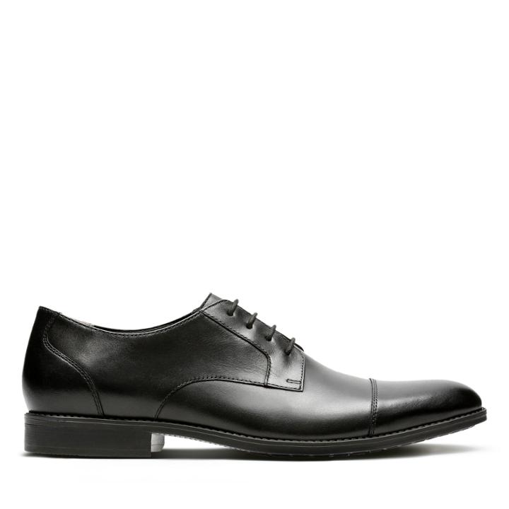 Clarks Garian Cap - Black Leather - Mens 7.5