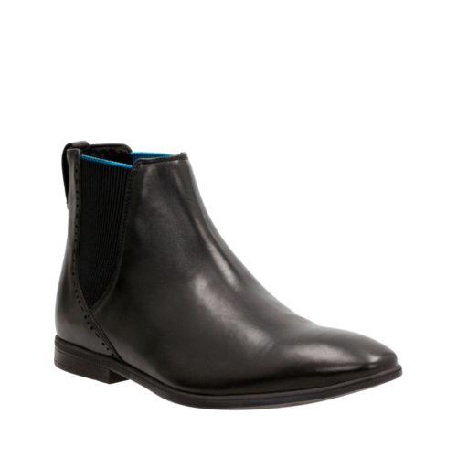 Clarks Bampton Top In Black Leather