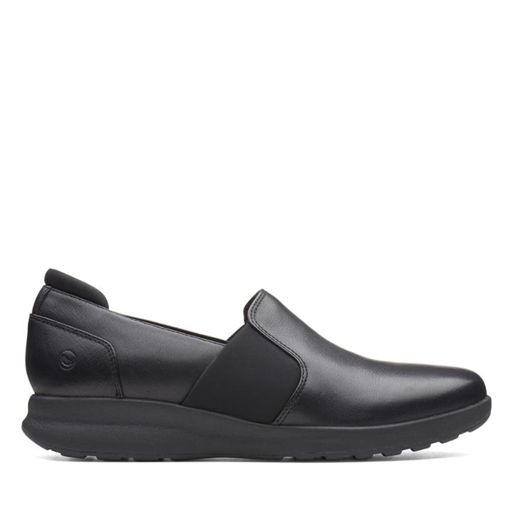 Clarks Un Adorn Step - Black Leather - Womens 8.5