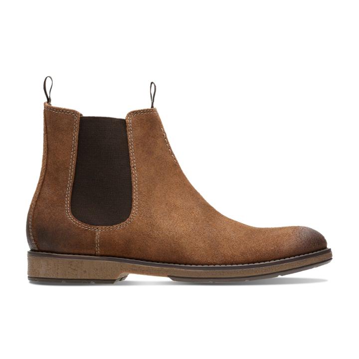 Clarks Hinman Chelsea - Dark Tan Suede - Mens 7
