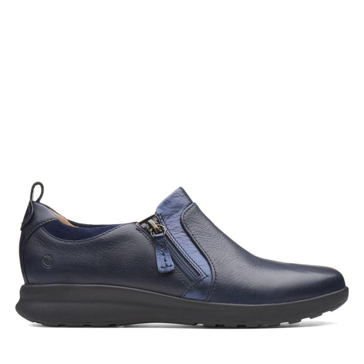 Clarks Un Adorn Zip - Navy Combination - Womens 8.5