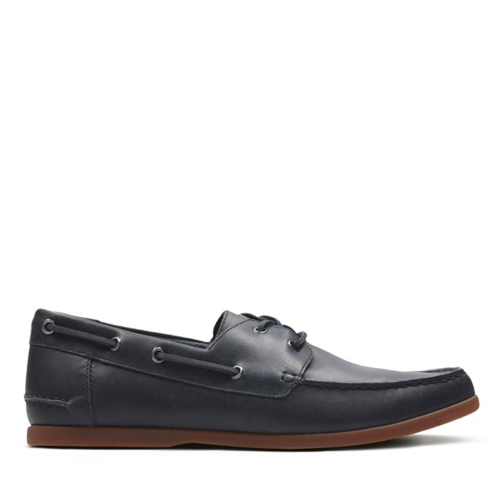 Clarks Morven Sail - Navy Leather - Mens 10