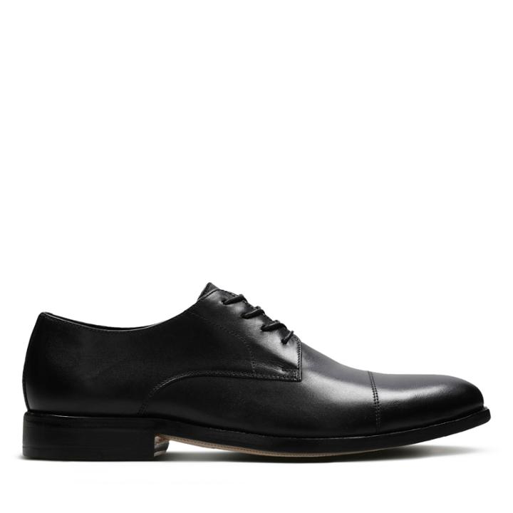 Clarks James Cap - Black Leather - Mens 8