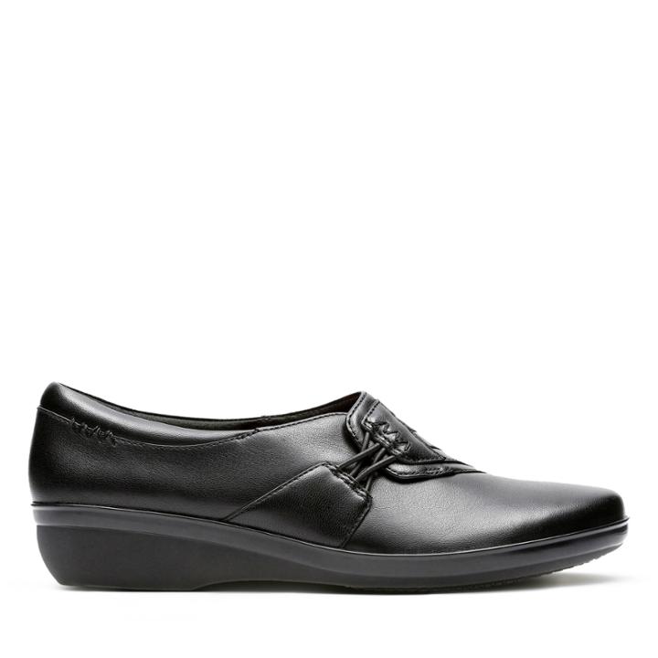 Clarks Everlay Iris - Black Leather - Womens 6.5