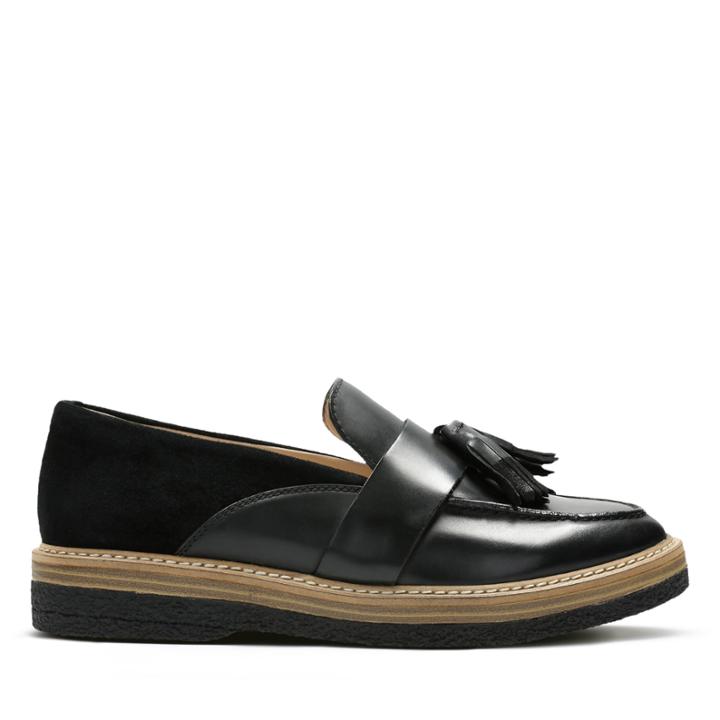 Clarks Zante Spring - Black Combi Leather - Womens 8