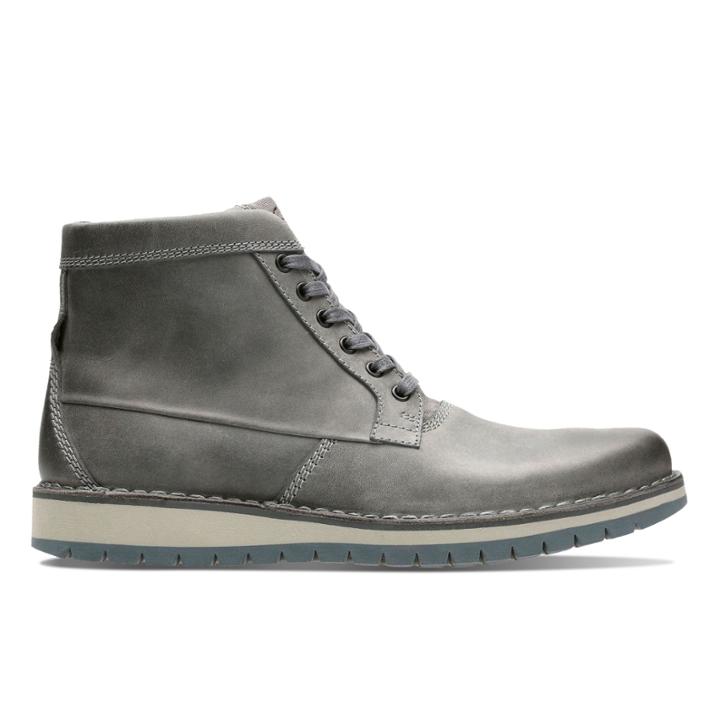 Clarks Varby Top - Dark Grey Leather - Mens 8.5