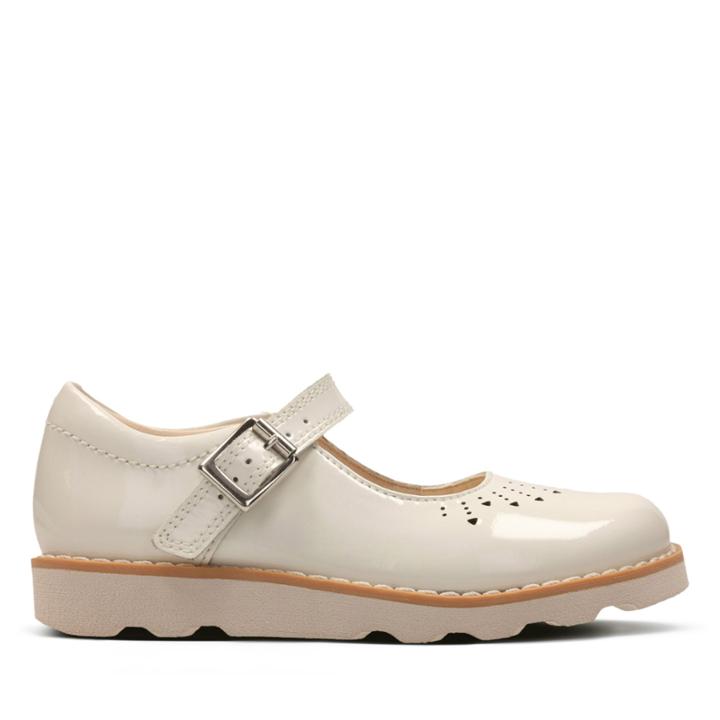 Clarks Crown Jump - White Patent - Childrens 9.5