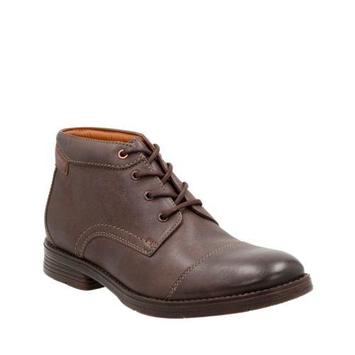 Clarks Devington Cap In Brown Leather