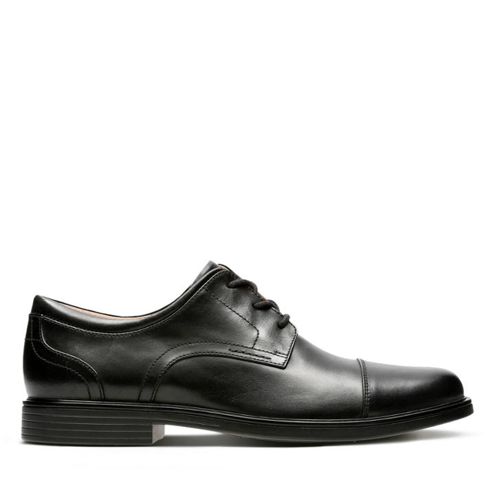 Clarks Un Aldric Cap - Black Leather - Mens 7