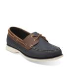 Clarks Port View In Navy Combi Leather