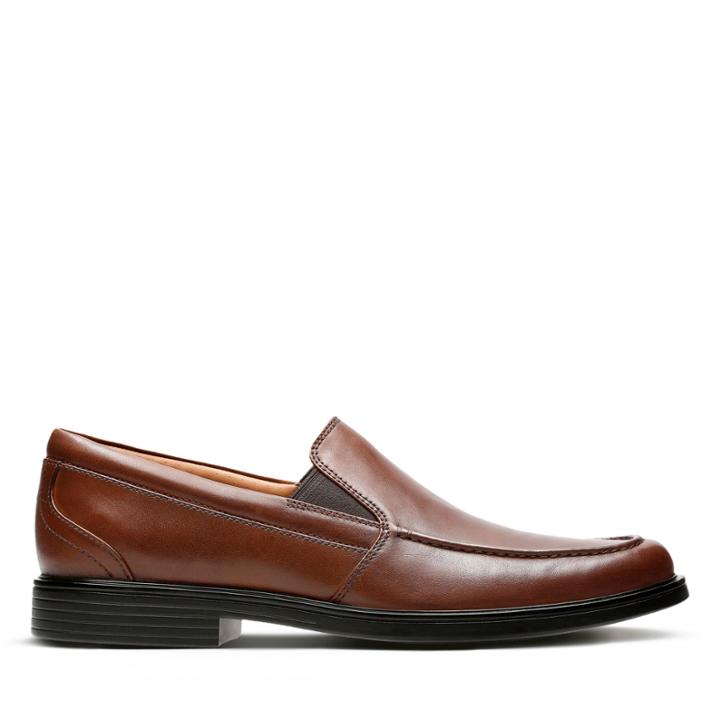 Clarks Un Aldric Slip - Dark Tan Leather - Mens 7