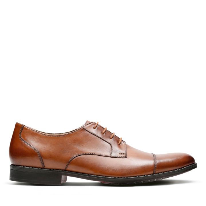 Clarks Garian Cap - Dark Tan Leather - Mens 7.5