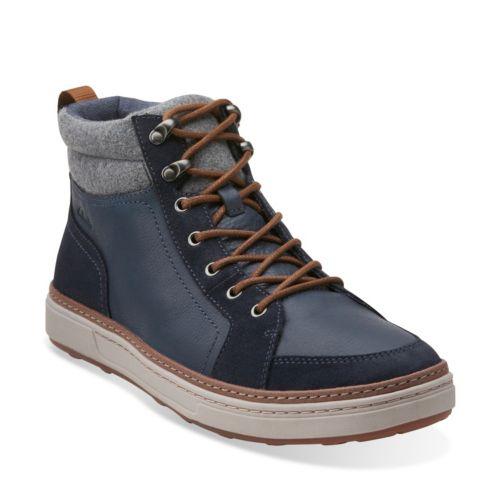 Clarks Lorsen Top In Navy Warm Lined Leather