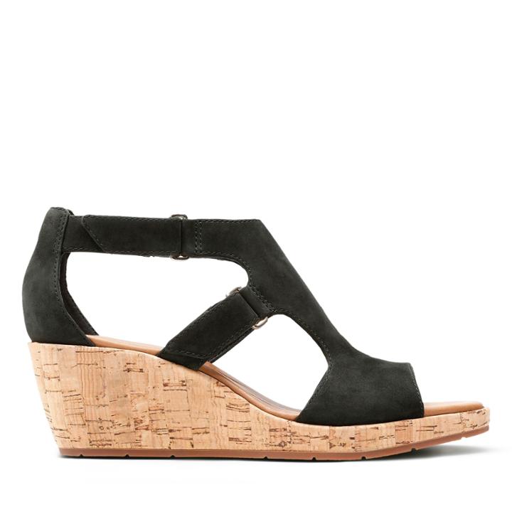 Clarks Un Plaza Strap - Black Nubuck - Womens 6