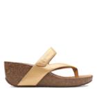 Clarks Temira Palm - Gold Leather - Womens 8.5