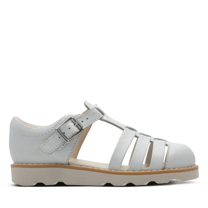 Clarks Crown Stem - White Leather - Childrens 8