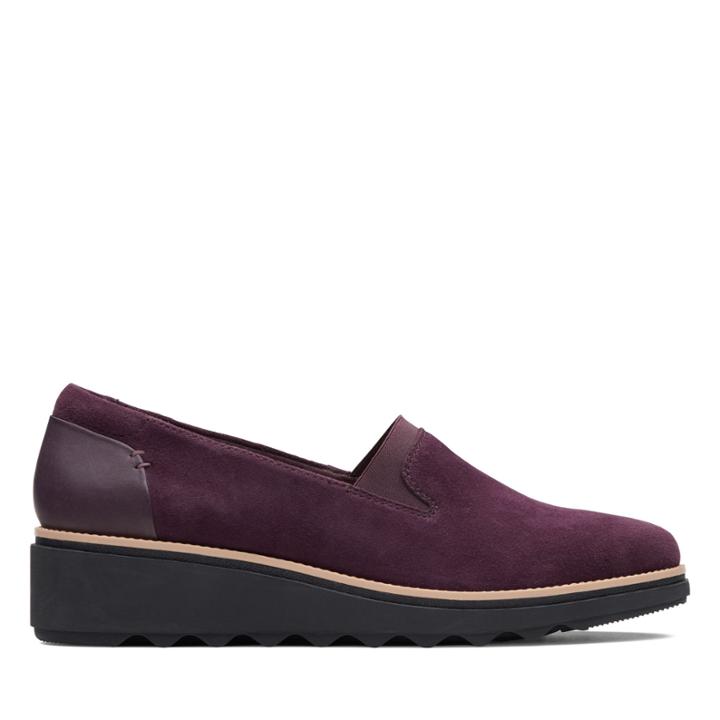 Clarks Sharon Dolly - Aubergine Suede - Womens 5