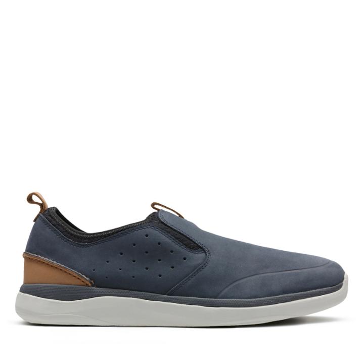 Clarks Garratt Slip - Navy Nubuck - Mens 8.5