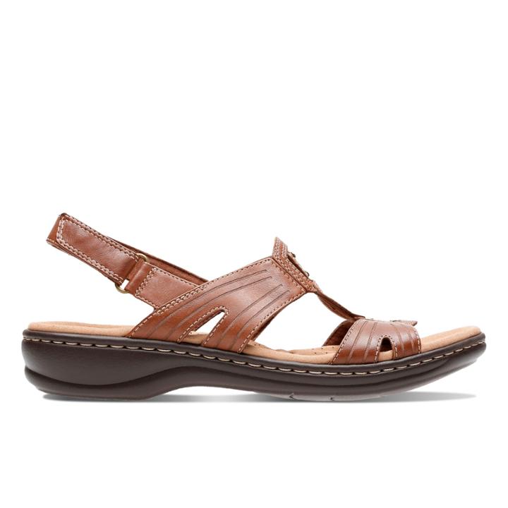 Clarks Leisa Vine - Dark Tan Leather - Womens 9.5
