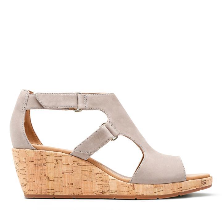 Clarks Un Plaza Strap - Grey Nubuck - Womens 7