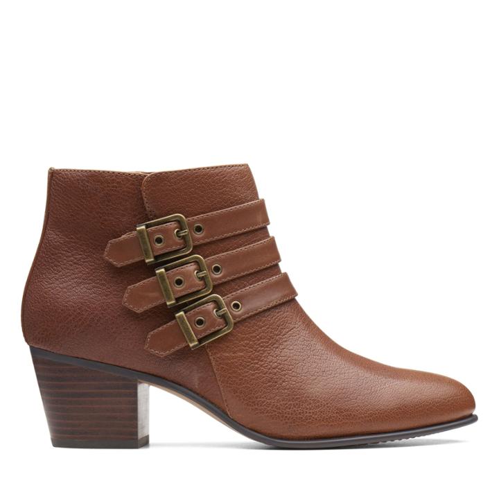 Clarks Maypearl Rayna - Dark Tan Leather - Womens 8.5