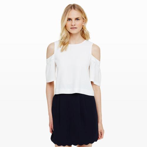 Club Monaco Color White Portiana Cold-shoulder Top