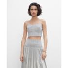 Club Monaco Striped Pintuck Bandeau Top