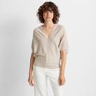 Club Monaco Cream And Camel Dolman Sleeve V-neck Sweater