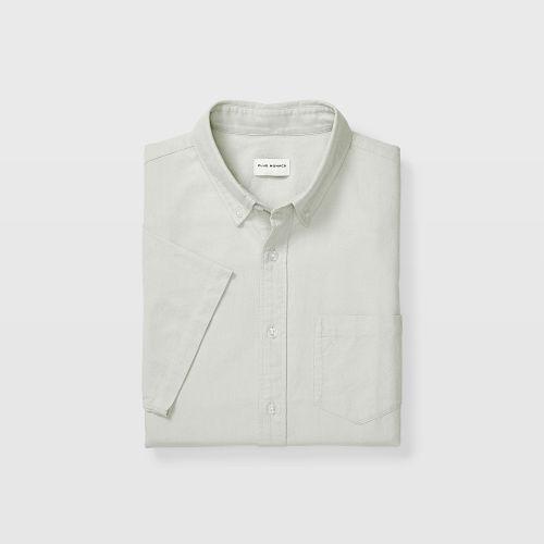 Club Monaco Color Green Slim Short-sleeve Oxford Shirt