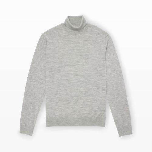 Club Monaco Color Grey Fine Knit Merino Turtleneck In Size Xs