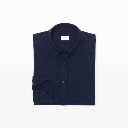 Club Monaco Color Blue Slim Herringbone Shirt