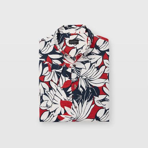 Club Monaco Color Red Slim Tropic Short-sleeve Shirt
