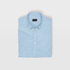 Club Monaco Blue Chambray Slim Cross Dye Linen Shirt