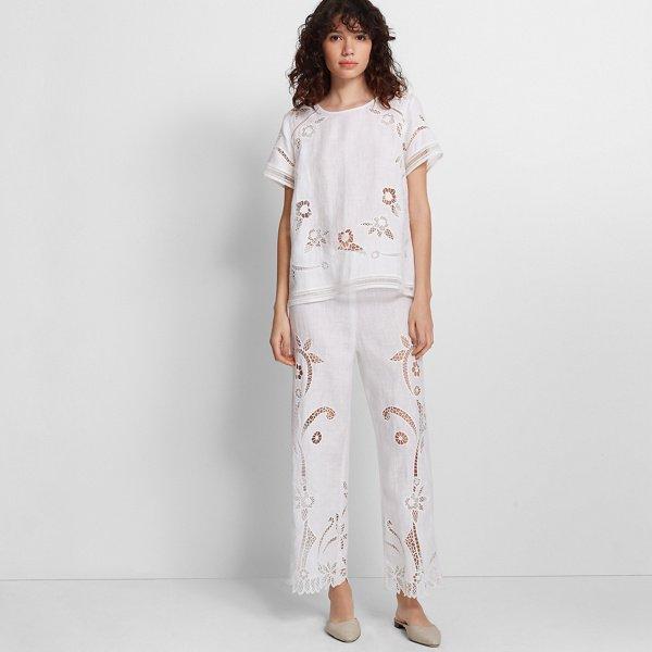 Club Monaco Pure White Lorrenah Linen Pant
