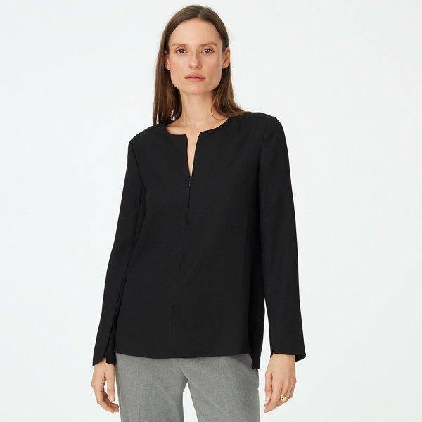 Club Monaco Black Bramah Zip-front Top