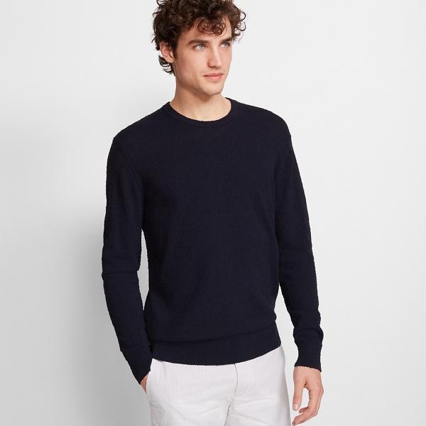 Club Monaco Navy Boucl Crew Sweater