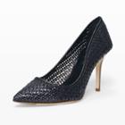 Club Monaco Color Black April Woven Leather Pump In Size 37.5
