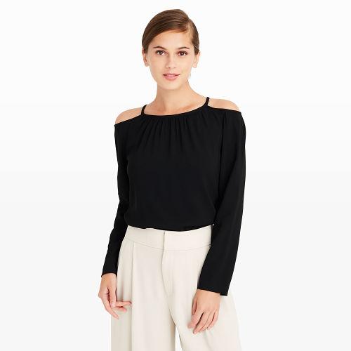 Club Monaco Color Black Sundith Cold-shoulder Top