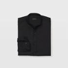 Club Monaco Color Black Slim Linen Band-collar Shirt