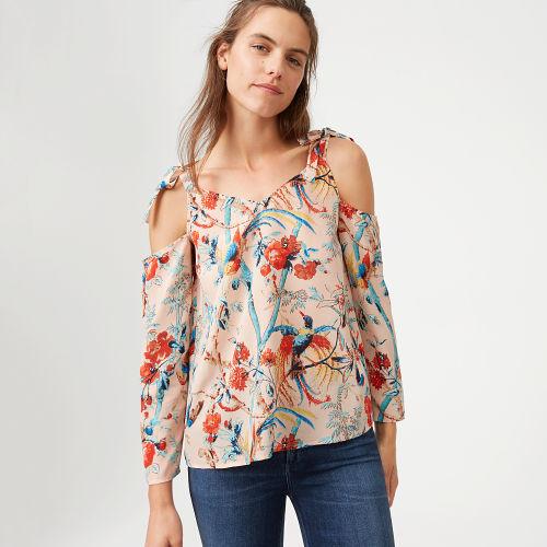 Club Monaco Mertha Silk Cold-shoulder Top